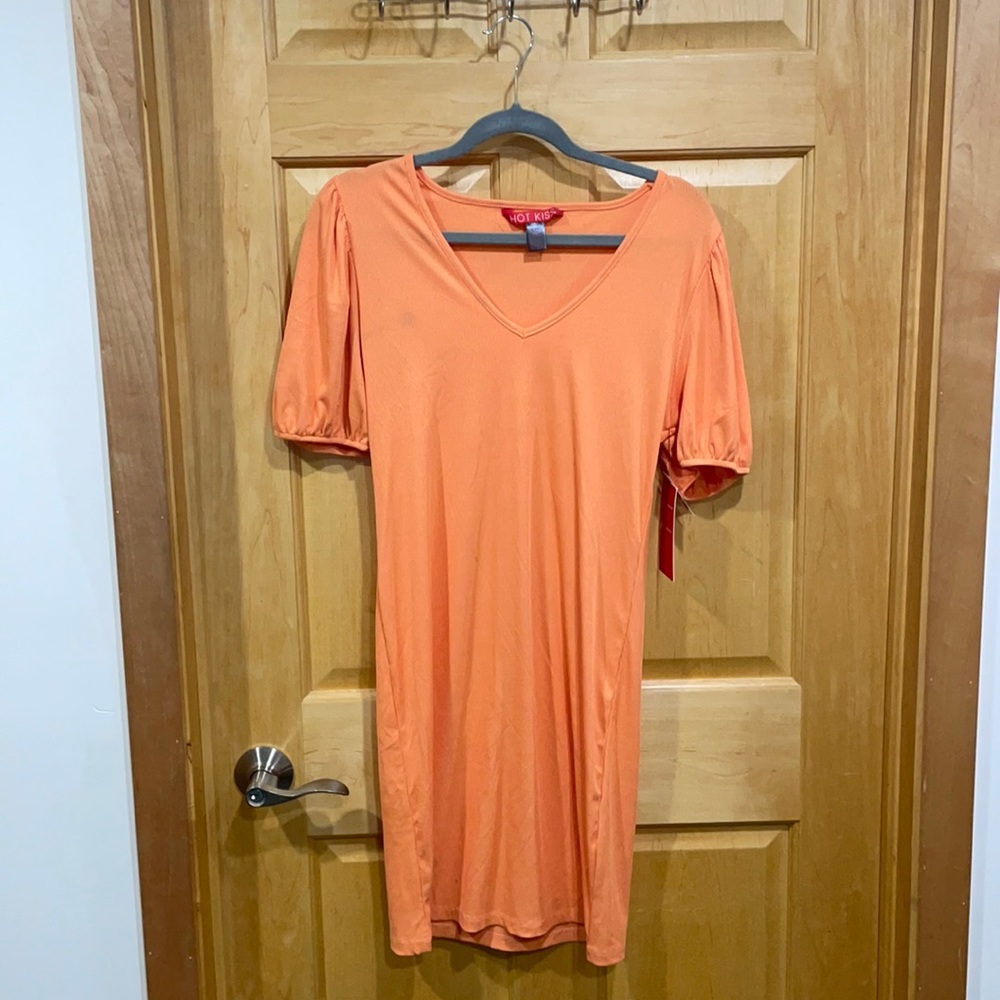 Ribbed Coral Size XL Hot Kiss Dress